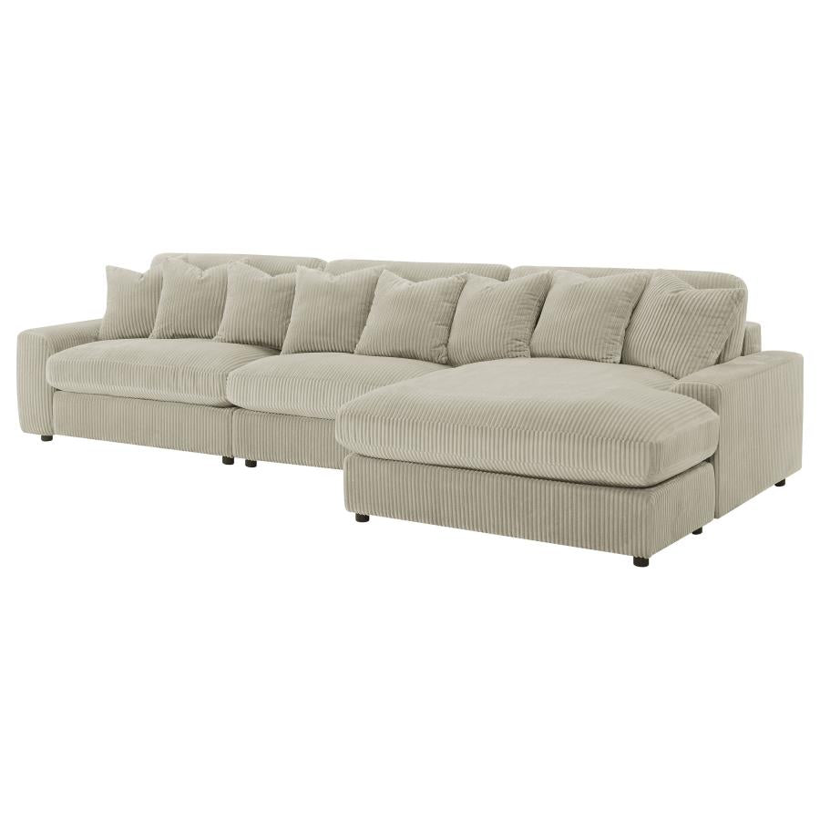 Blaine Sand Reversible Chaise 3-Piece Sectional - Ornate Home