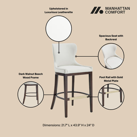 Blair Barstool in White (set of 2) - Ornate Home