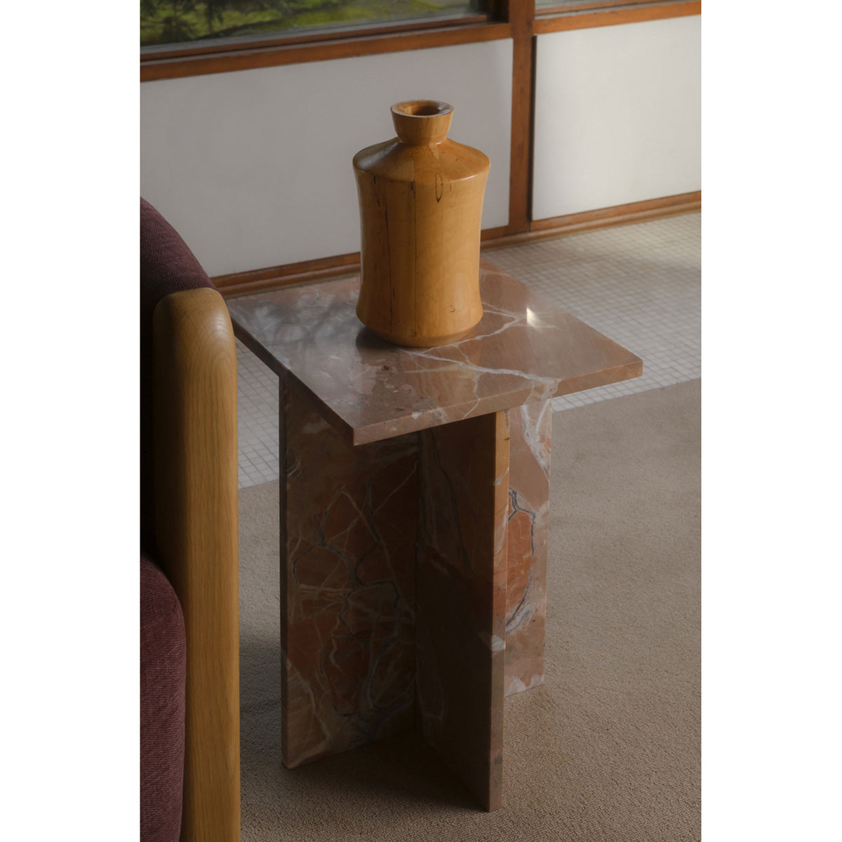 Blair Orange Levante Marble Accent Table - Ornate Home