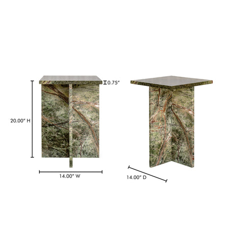 Blair Rainforest Green Marble Accent Table - Ornate Home