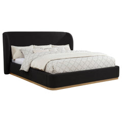 Blaire Black Upholstered California King Wingback Platform Bed - Ornate Home