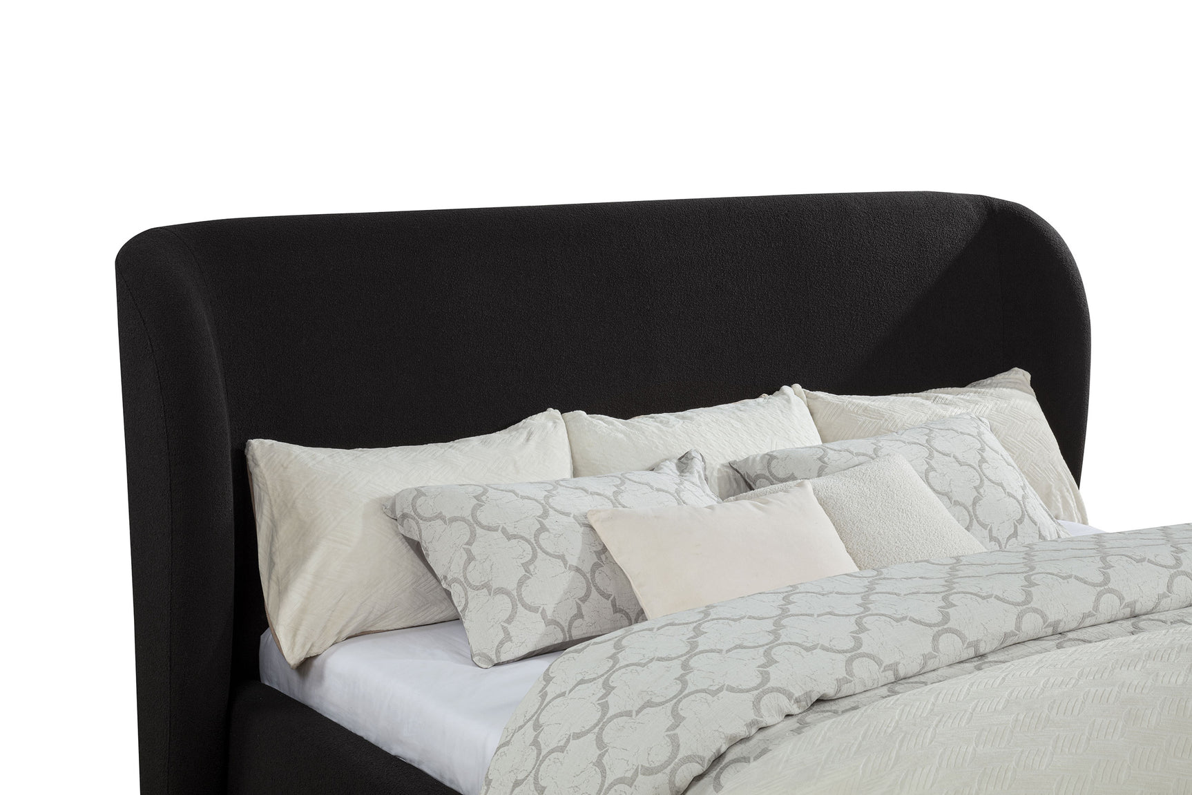 Blaire Black Upholstered California King Wingback Platform Bed - Ornate Home