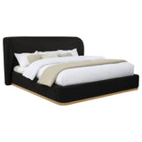 Blaire Black Upholstered Eastern King Wingback Platform Bed - Ornate Home