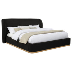 Blaire Black Upholstered Eastern King Wingback Platform Bed - Ornate Home