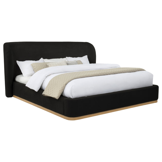 Blaire Black Upholstered Eastern King Wingback Platform Bed - Ornate Home