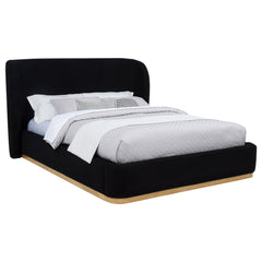 Blaire Black Upholstered Queen Wingback Platform Bed - Ornate Home