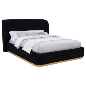Blaire Black Upholstered Queen Wingback Platform Bed - Ornate Home