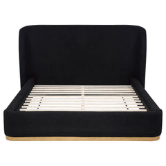 Blaire Black Upholstered Queen Wingback Platform Bed - Ornate Home