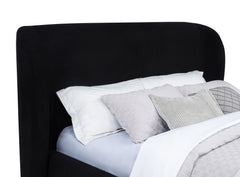 Blaire Black Upholstered Queen Wingback Platform Bed - Ornate Home