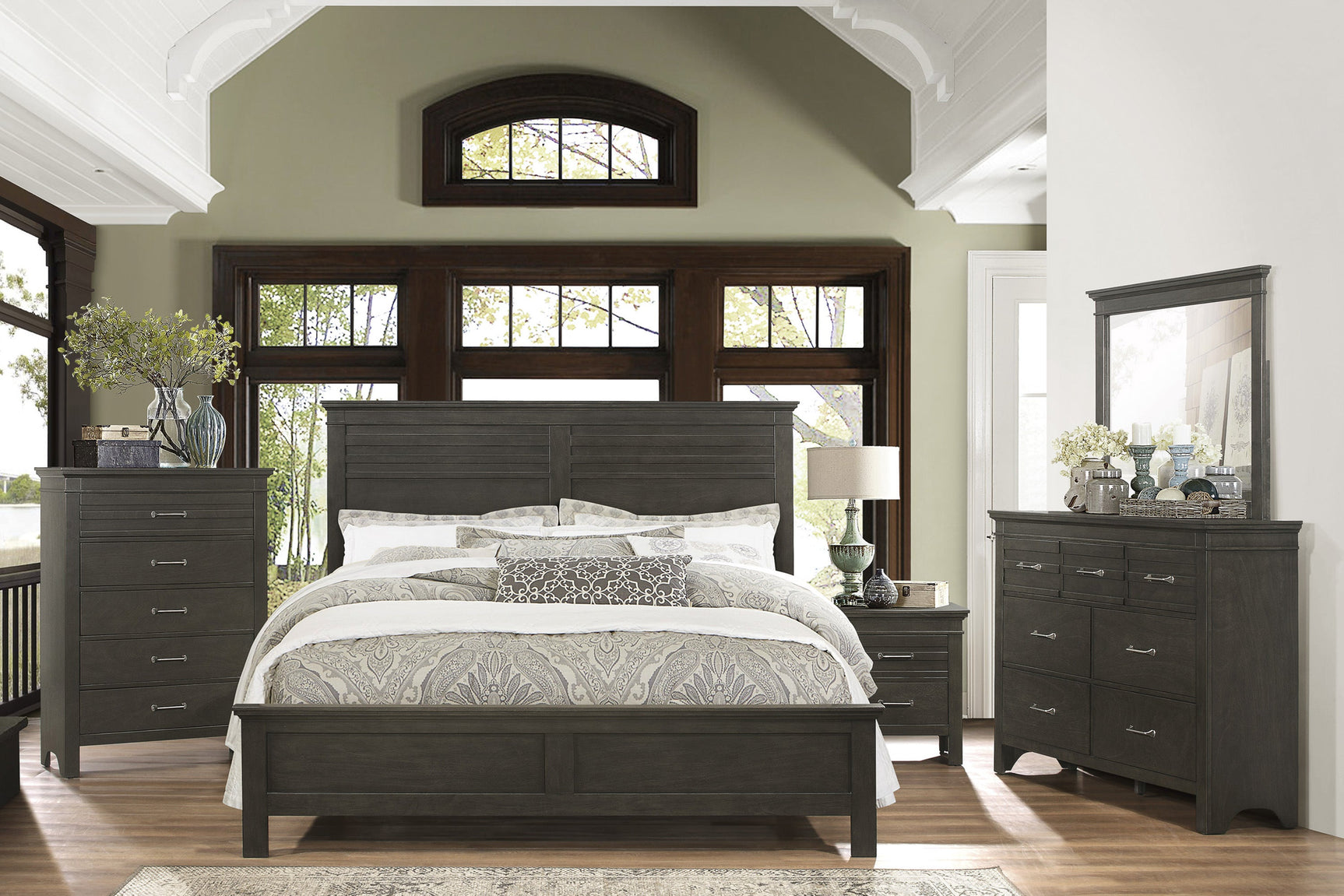 Blaire Farm Charcoal Gray California King Bed - Ornate Home