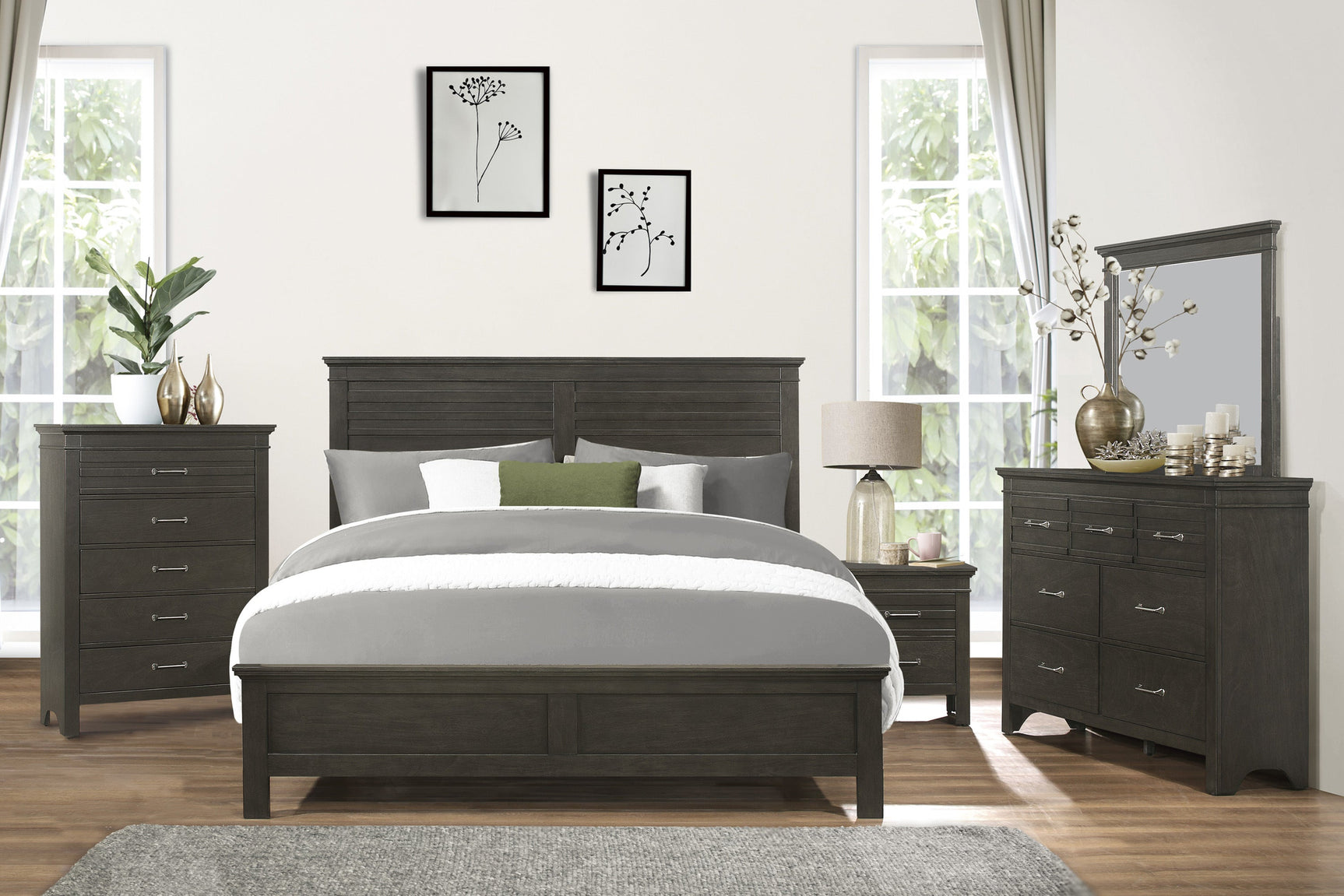 Blaire Farm Charcoal Gray Eastern King Bed - Ornate Home