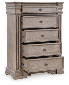 Blairhurst Light Grayish Brown King Panel Bed, Chest and 2 Nightstands - Ornate Home