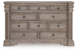 Blairhurst Light Grayish Brown King Panel Bedroom Set with Dresser, Chest and 2 Nightstands - Ornate Home