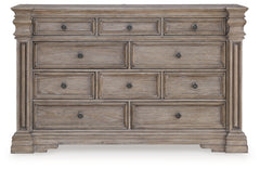 Blairhurst Light Grayish Brown Cal. King Panel Bedroom Set with Dresser, Chest and 2 Nightstands - Ornate Home