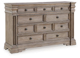 Blairhurst Light Grayish Brown King Panel Bedroom Set with Dresser, Chest and 2 Nightstands - Ornate Home