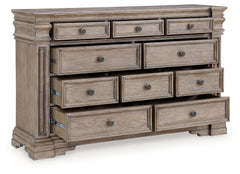 Blairhurst Light Grayish Brown Cal. King Panel Bedroom Set with Dresser, Chest and 2 Nightstands - Ornate Home