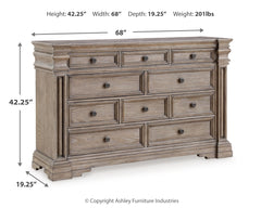 Blairhurst Light Grayish Brown Cal. King Panel Bedroom Set with Dresser, Chest and 2 Nightstands - Ornate Home