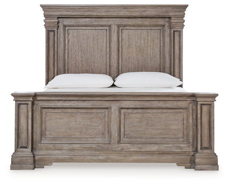 Blairhurst Light Grayish Brown King Panel Bedroom Set with Dresser, Chest and 2 Nightstands - Ornate Home