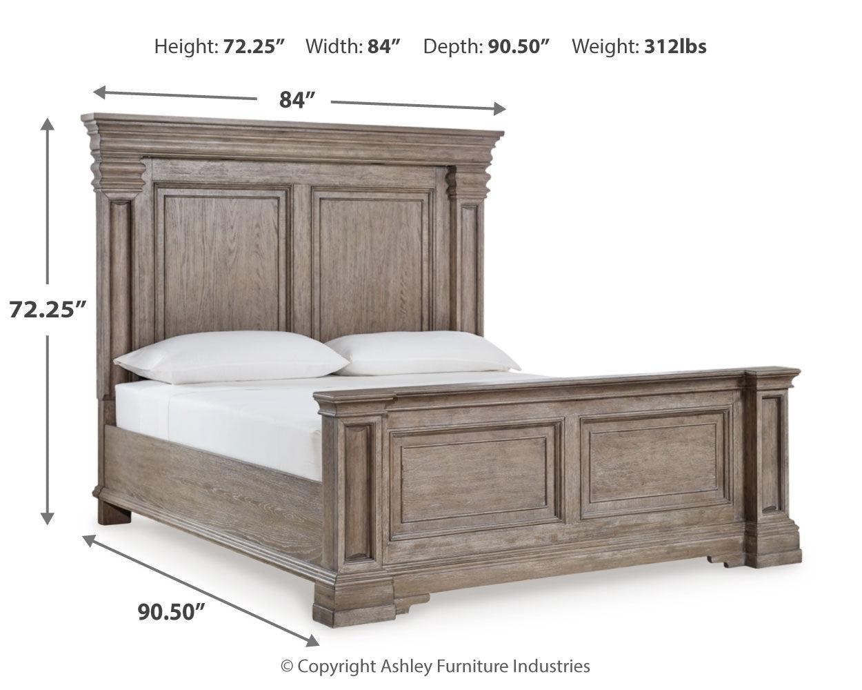Blairhurst Light Grayish Brown King Panel Bedroom Set with Dresser, Mirror and Nightstand - Ornate Home