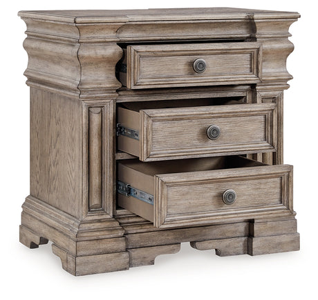 Blairhurst Light Grayish Brown King Panel Bedroom Set with Dresser, Mirror and Nightstand - Ornate Home
