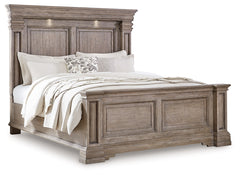 Blairhurst Light Grayish Brown Queen Panel Bed. Dresser, Mirror, 2 Chests and 2 Nightstands - Ornate Home