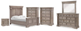 Blairhurst Light Grayish Brown Queen Panel Bed, Dresser, Mirror, 2 Chests and Nightstand - Ornate Home