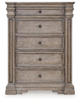 Blairhurst Light Grayish Brown Queen Panel Bed, Dresser, Mirror, 2 Chests and Nightstand - Ornate Home