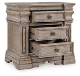 Blairhurst Light Grayish Brown Queen Panel Bed, Dresser, Mirror, 2 Chests and Nightstand - Ornate Home