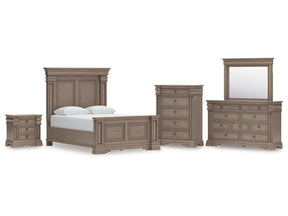 Blairhurst Light Grayish Brown Queen Panel Bedroom Set with Dresser, Mirror, Chest and Nightstand (Online Special Price) - Ornate Home