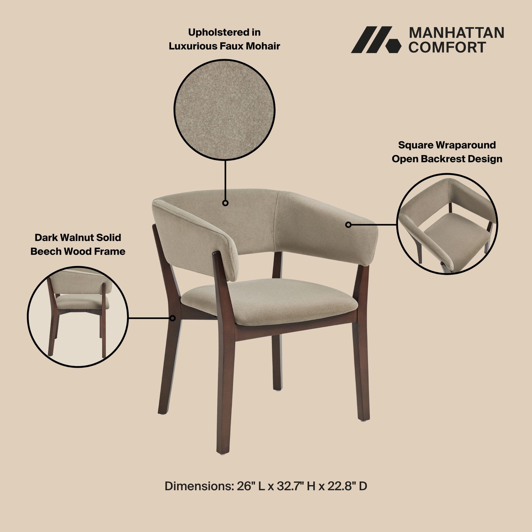 Blake Dining Armchair in Linen (set of 2) - Ornate Home