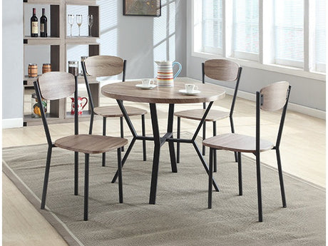 Blake Graywash 5-Piece Round Dining  Room Set - Ornate Home