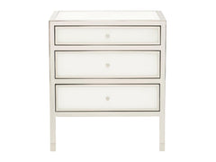 Blanca White/Polished Stainless Nightstand - Ornate Home