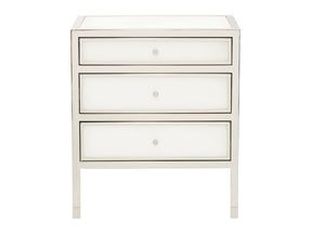 Blanca White/Polished Stainless Nightstand - Ornate Home