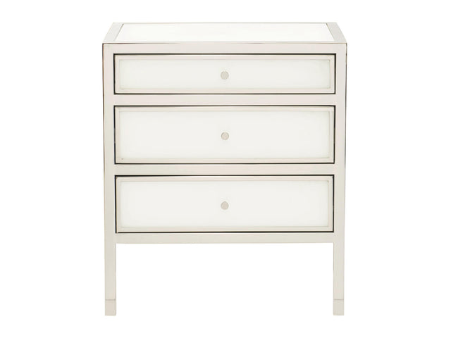 Blanca White/Polished Stainless Nightstand - Ornate Home