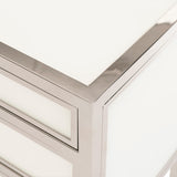 Blanca White/Polished Stainless Nightstand - Ornate Home