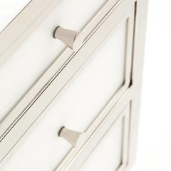 Blanca White/Polished Stainless Nightstand - Ornate Home