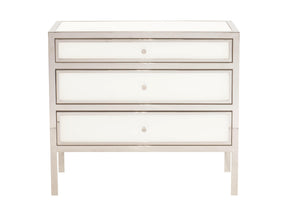 Blanca White/Polished Stainless Nightstand - Ornate Home