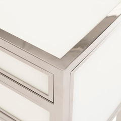 Blanca White/Polished Stainless Nightstand - Ornate Home