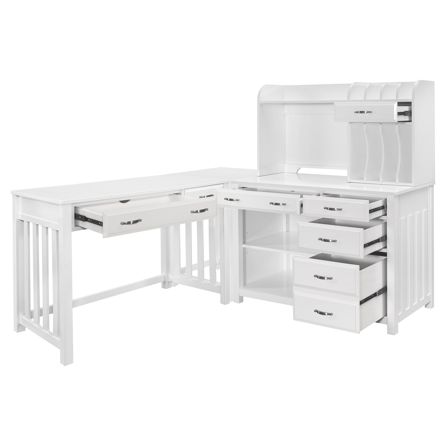 Blanche White 4-piece Corner Desk - Ornate Home