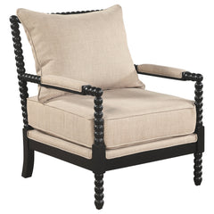 Blanchett Beige/Black Upholstered Bobbin Accent Chair - Ornate Home