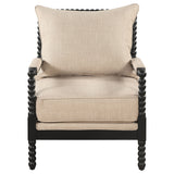 Blanchett Beige/Black Upholstered Bobbin Accent Chair - Ornate Home