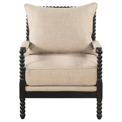 Blanchett Beige/Black Upholstered Bobbin Accent Chair - Ornate Home