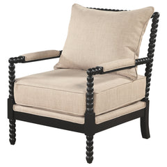 Blanchett Beige/Black Upholstered Bobbin Accent Chair - Ornate Home