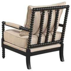 Blanchett Beige/Black Upholstered Bobbin Accent Chair - Ornate Home
