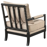 Blanchett Beige/Black Upholstered Bobbin Accent Chair - Ornate Home