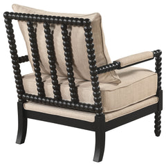 Blanchett Beige/Black Upholstered Bobbin Accent Chair - Ornate Home