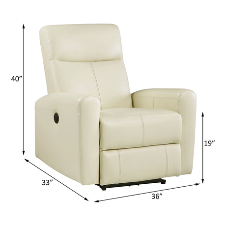 Blane Beige Leather Power Motion Recliner - Ornate Home