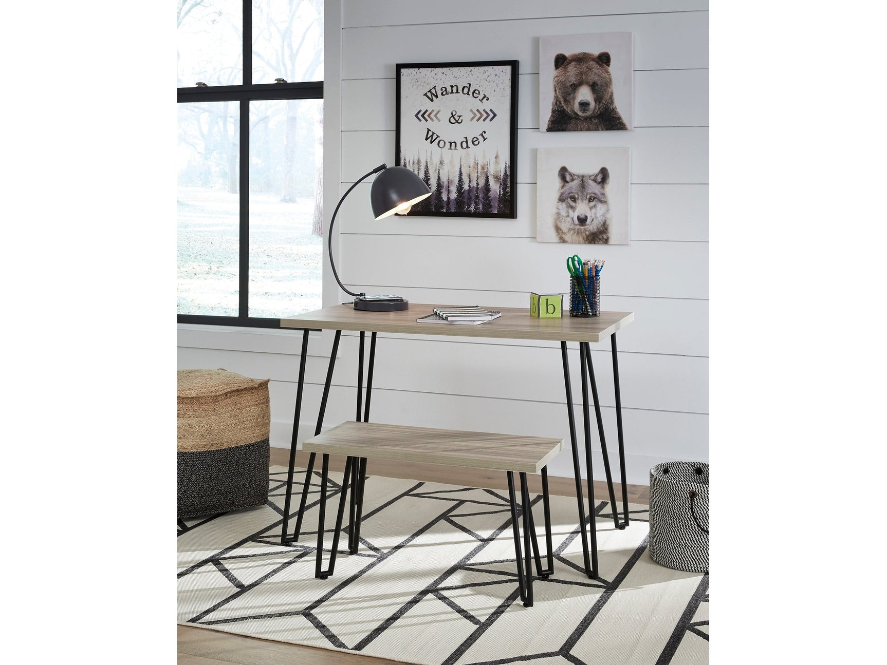 Blariden Brown/Black Desk w/ Bench - Ornate Home