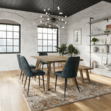 Reclamation Blueberry/Brown Dining Table w/ 4 Maddox Chairs, Bench