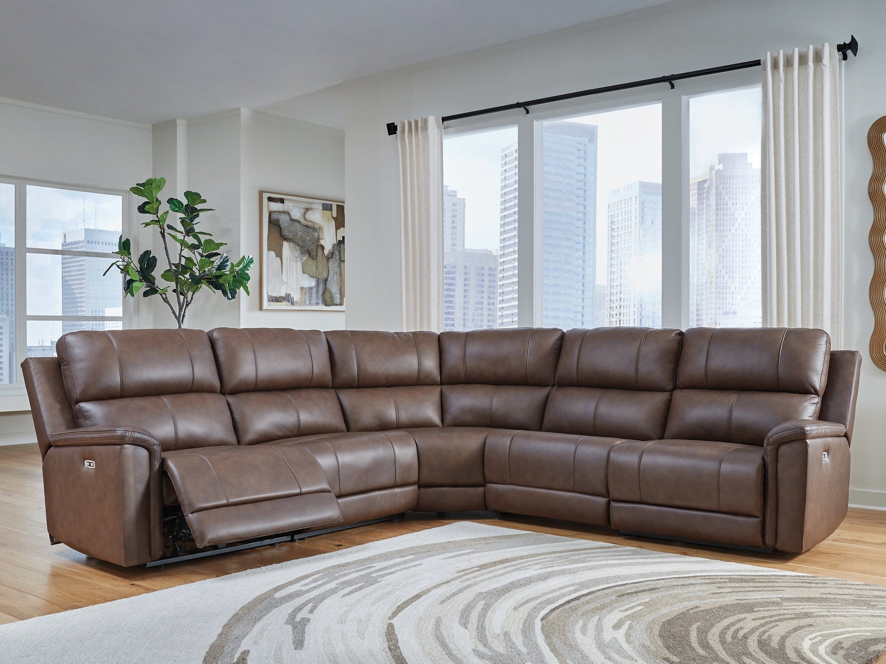 Bleckley Espresso 5-Piece Power Reclining Sectional (Online Special Price) - Ornate Home